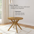 2900305000-007 : Dining Table Verso Round Dining Table (38in x 38in / 966mm x 966mm), Pecan