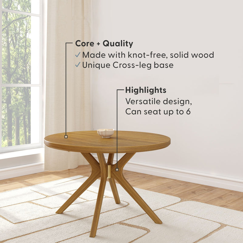 2900306000-007 : Dining Table Verso Round Dining Table (47in x 47in / 1194mm xm 1194mm), Pecan