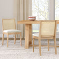 3000360600-605 : Dining Chair Elio Rattan Back Dining Chair, Blonde Frame, Ivory bouclée (WN2022A-2) Fabric