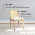 3000360600-605 : Dining Chair Elio Rattan Back Dining Chair, Blonde Frame, Ivory bouclée (WN2022A-2) Fabric