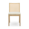 3000360600-605 : Dining Chair Elio Rattan Back Dining Chair, Blonde Frame, Ivory bouclée (WN2022A-2) Fabric