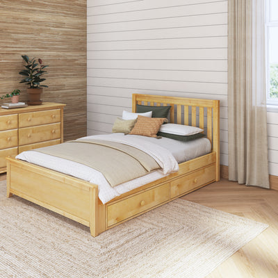 3160 XL UU NS : Starter Bed Queen Traditional Bed with Underbed Dresser, Slat, Natural