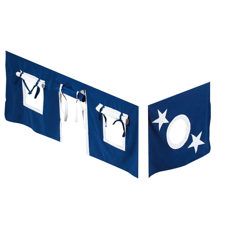 3220-022 : Component Twin Low Loft/Bunk Under Bed Curtain, Blue + White