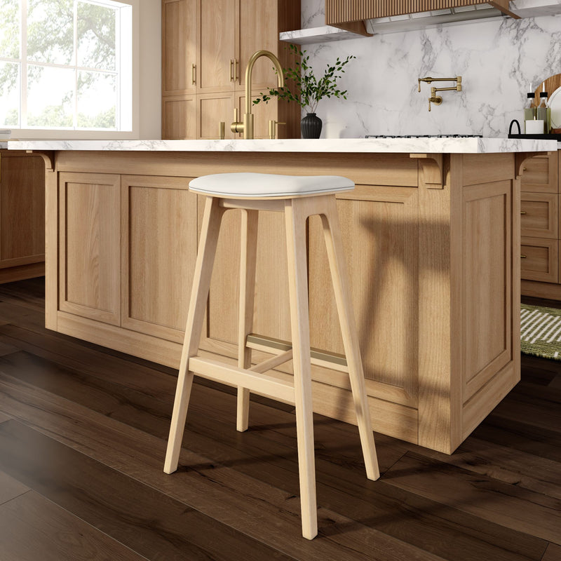 3600353500-413 : Bar Chair Beryl Upholstered Bar Height Stool (30in), Blonde/Sesame PU Leather