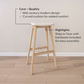 3600353500-413 : Bar Chair Beryl Upholstered Bar Height Stool (30in), Blonde/Sesame PU Leather