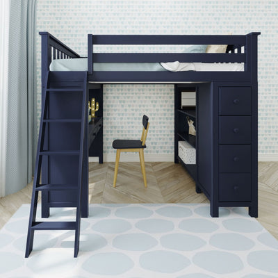 71-800-131 : Loft Beds Full-Size Loft with Desk + Storage, Blue