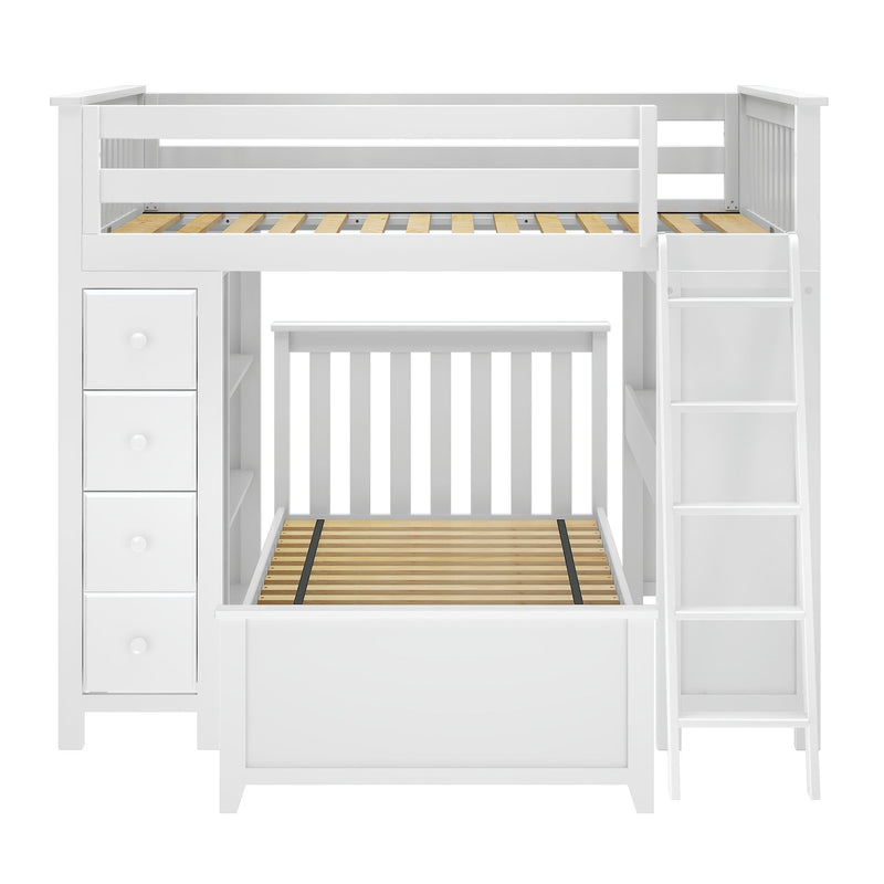 71-801-002 : Bunk Beds Full over Twin L-Shaped Bunk with Desk + Storage, White