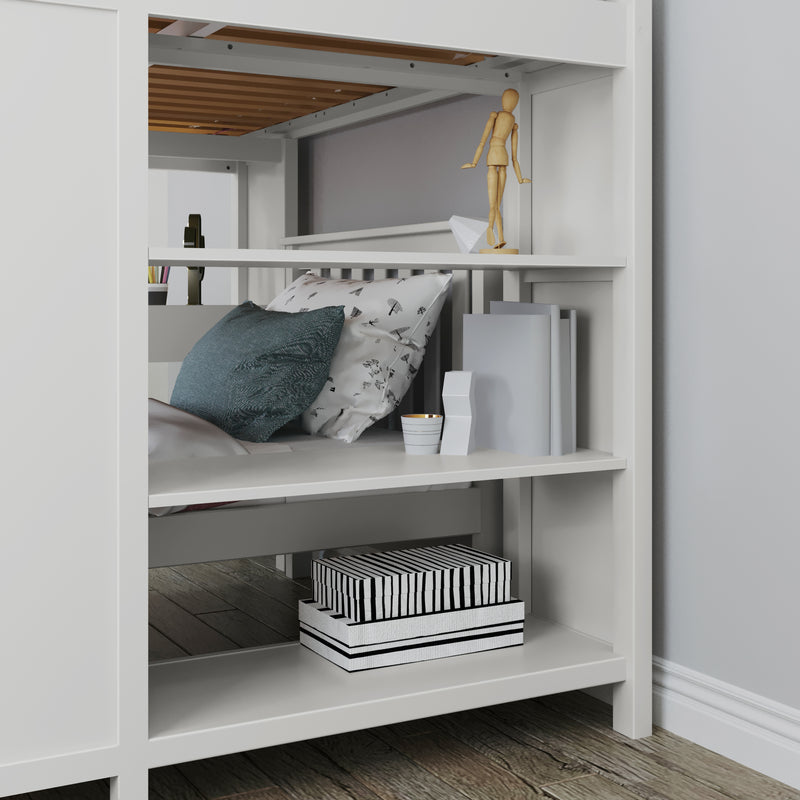 71-801-002 : Bunk Beds Full over Twin L-Shaped Bunk with Desk + Storage, White
