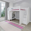 71-850-002 : Loft Beds Full-Size Loft with Staircase + Storage, White