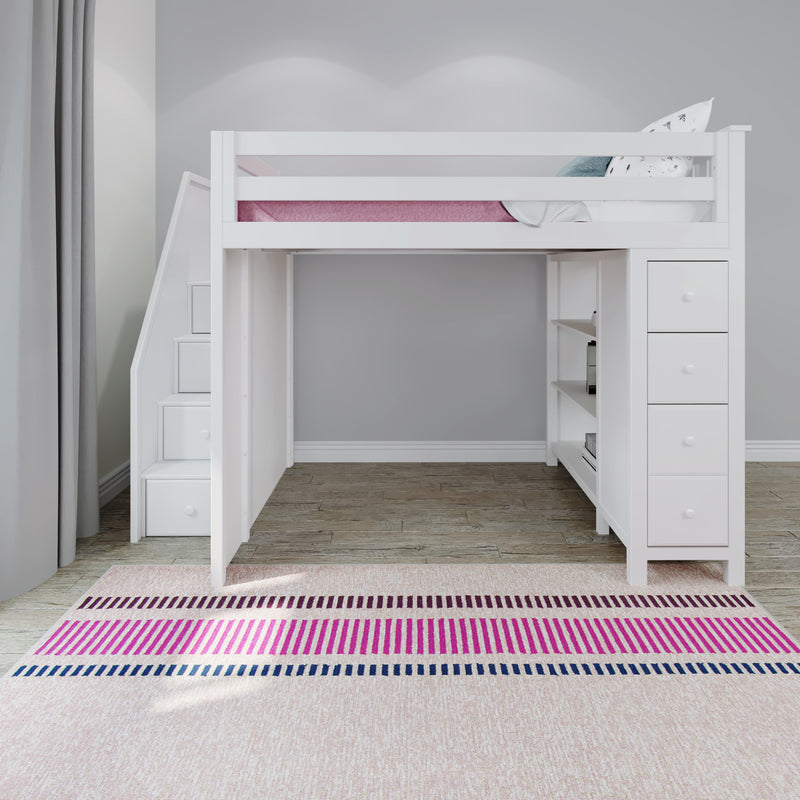 71-850-002 : Loft Beds Full-Size Loft with Staircase + Storage, White