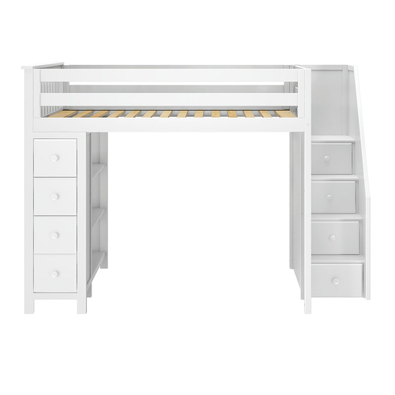 71-850-002 : Loft Beds Full-Size Loft with Staircase + Storage, White