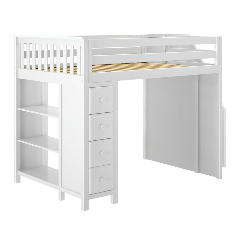 71-850-002 : Loft Beds Full-Size Loft with Staircase + Storage, White