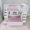 71-852-002 : Bunk Beds Full over Full L-Shaped Bunk with Staircase + Storage, White