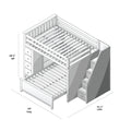71-852-002 : Bunk Beds Full over Full L-Shaped Bunk with Staircase + Storage, White