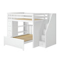 71-852-002 : Bunk Beds Full over Full L-Shaped Bunk with Staircase + Storage, White