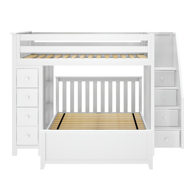 71-852-002 : Bunk Beds Full over Full L-Shaped Bunk with Staircase + Storage, White