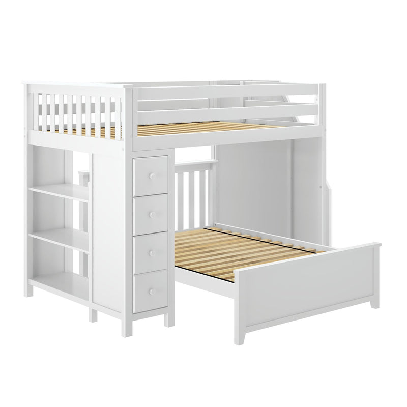 71-852-002 : Bunk Beds Full over Full L-Shaped Bunk with Staircase + Storage, White