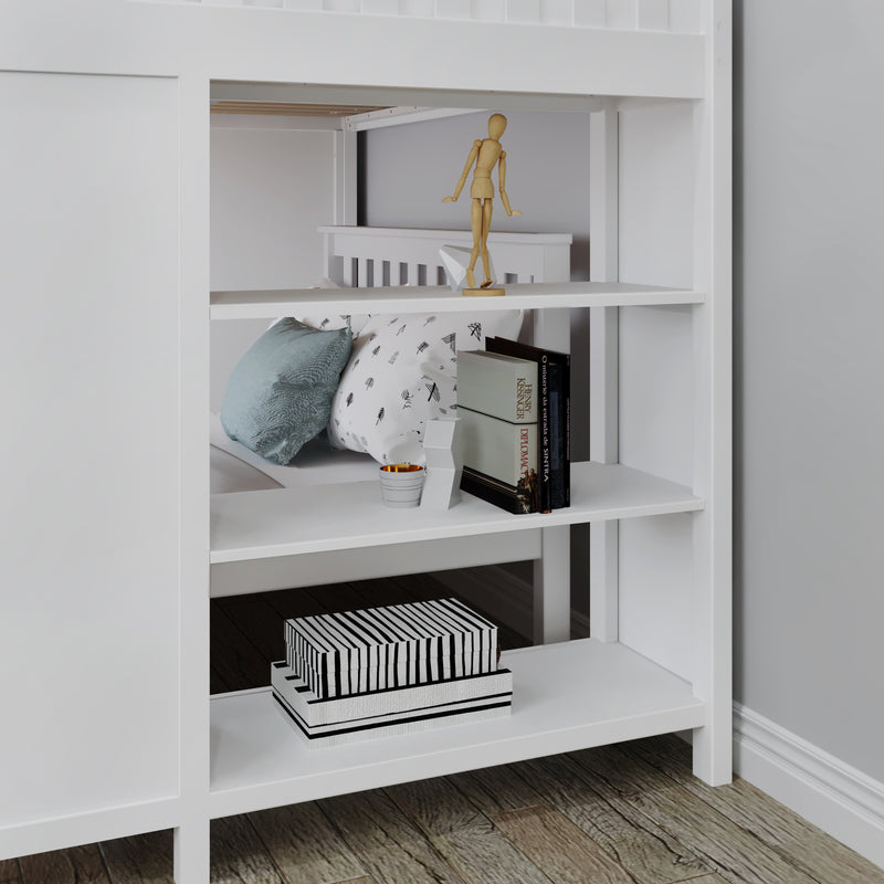 71-852-002 : Bunk Beds Full over Full L-Shaped Bunk with Staircase + Storage, White