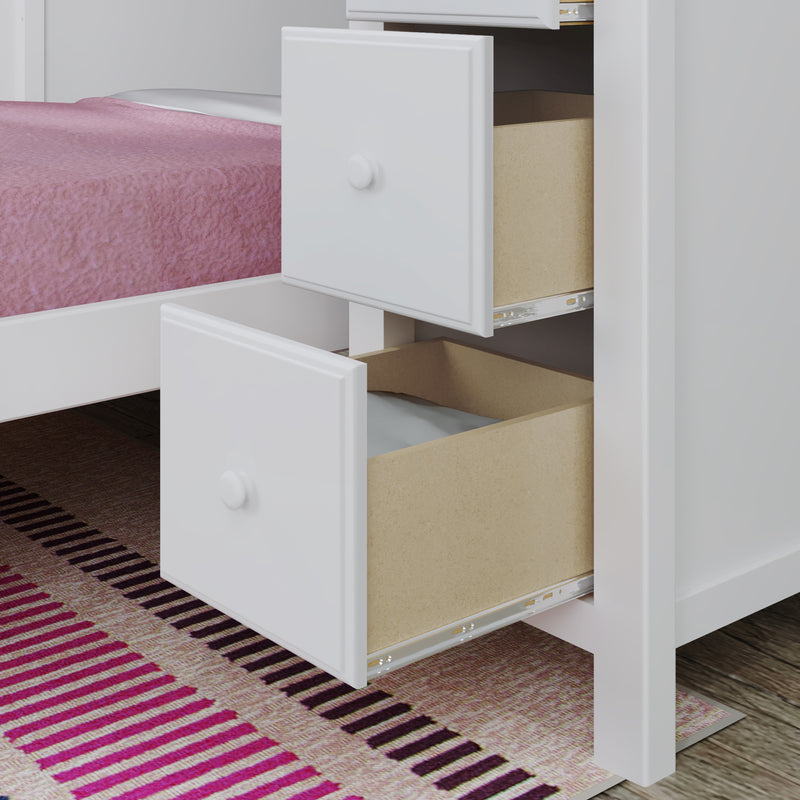 71-852-002 : Bunk Beds Full over Full L-Shaped Bunk with Staircase + Storage, White