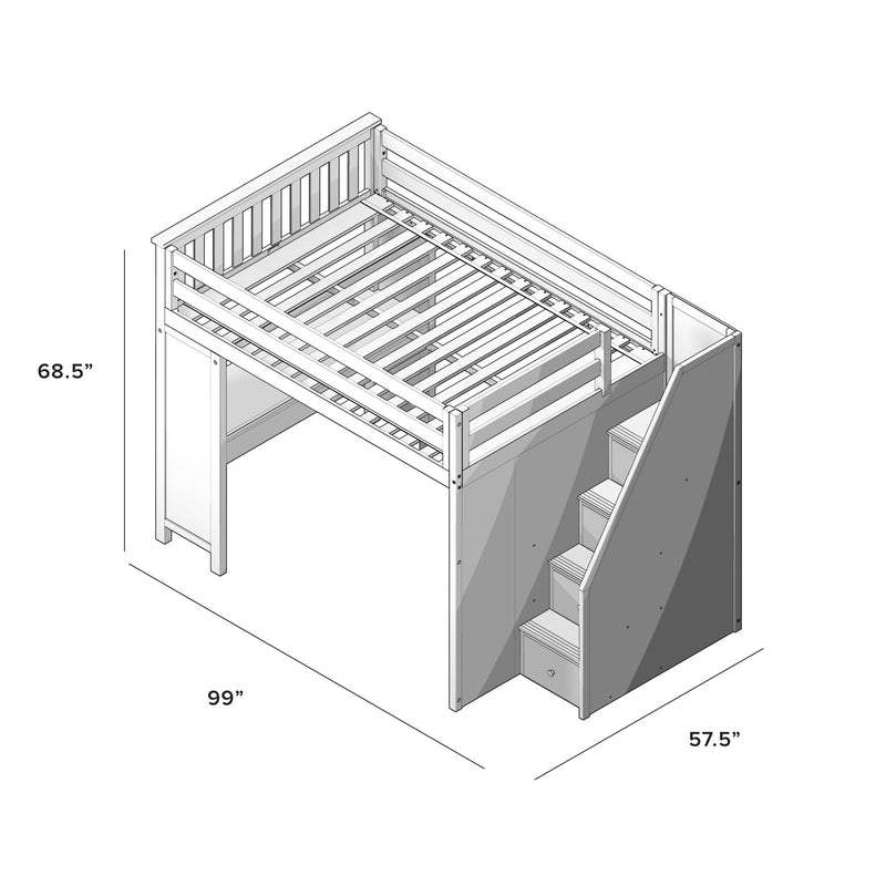 71-860-121 : Loft Beds Full-Size Loft with Staircase + Desk, Grey