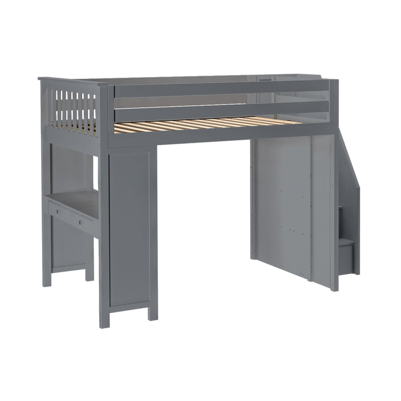 71-860-121 : Loft Beds Full-Size Loft with Staircase + Desk, Grey