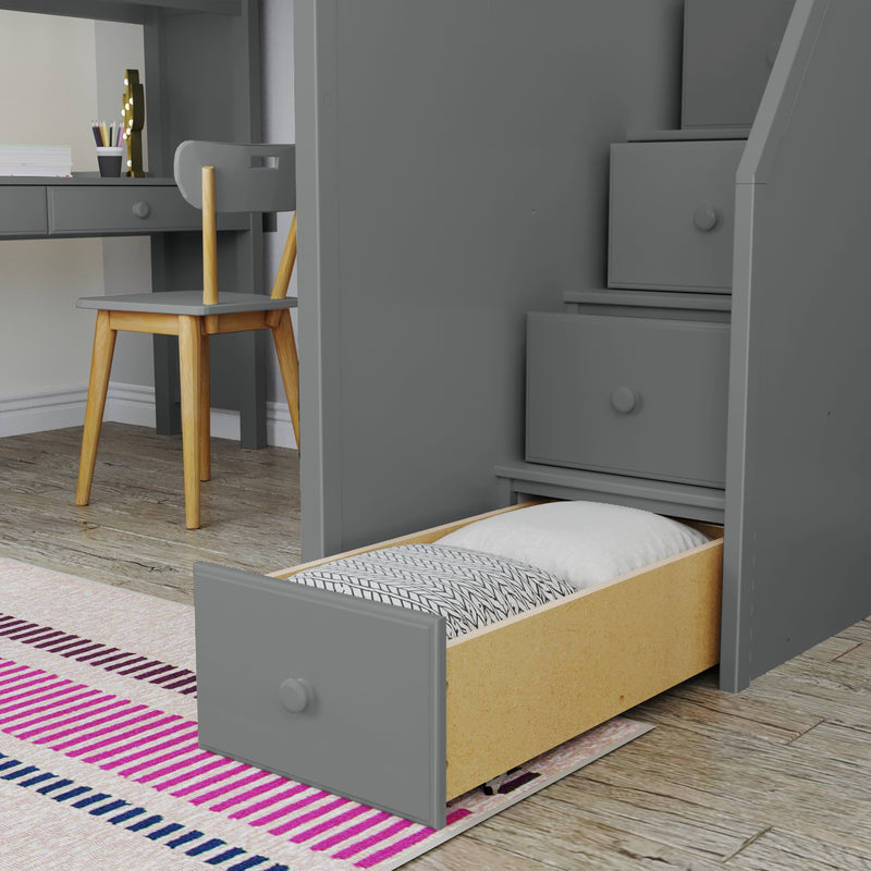 71-860-121 : Loft Beds Full-Size Loft with Staircase + Desk, Grey