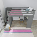 71-860-121 : Loft Beds Full-Size Loft with Staircase + Desk, Grey