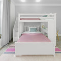 71-862-002 : Bunk Beds Full over Full L-Shaped Bunk with Staircase + Desk, White