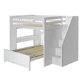 71-862-002 : Bunk Beds Full over Full L-Shaped Bunk with Staircase + Desk, White