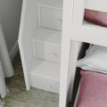 71-862-002 : Bunk Beds Full over Full L-Shaped Bunk with Staircase + Desk, White