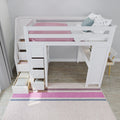 71-870-002 : Loft Beds Full-Size Loft with Staircase + Desk + Storage, White