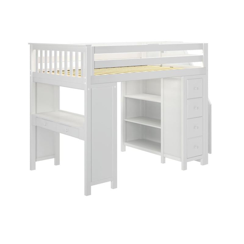 71-870-002 : Loft Beds Full-Size Loft with Staircase + Desk + Storage, White