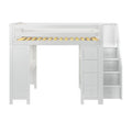 71-870-002 : Loft Beds Full-Size Loft with Staircase + Desk + Storage, White