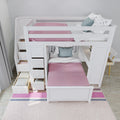 71-871-002 : Bunk Beds Full over Twin L-Shaped Bunk with Staircase + Desk + Storage, White