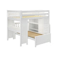 71-871-002 : Bunk Beds Full over Twin L-Shaped Bunk with Staircase + Desk + Storage, White