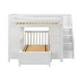 71-871-002 : Bunk Beds Full over Twin L-Shaped Bunk with Staircase + Desk + Storage, White
