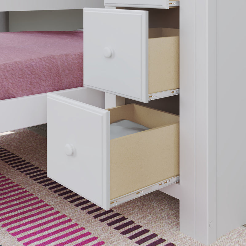 71-871-002 : Bunk Beds Full over Twin L-Shaped Bunk with Staircase + Desk + Storage, White