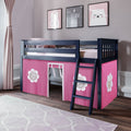 71-884-131 : Loft Beds Twin Play Loft with Pink/White Curtain, Blue