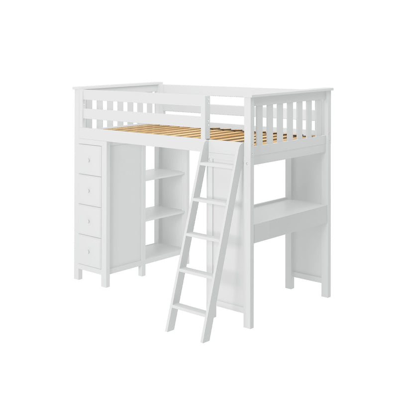 71-900-002 : Loft Beds Loft Bed Storage Study, White