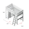 71-900-002 : Loft Beds Loft Bed Storage Study, White