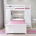 71-901-002 : Loft Beds Loft Bed Storage Study + Twin Bed, White