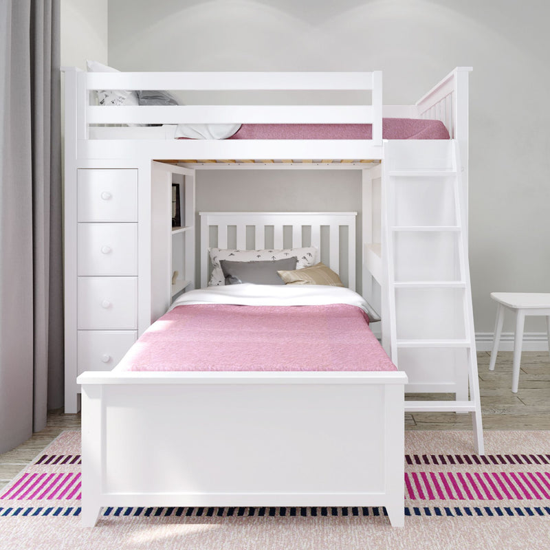 71-901-002 : Loft Beds Loft Bed Storage Study + Twin Bed, White
