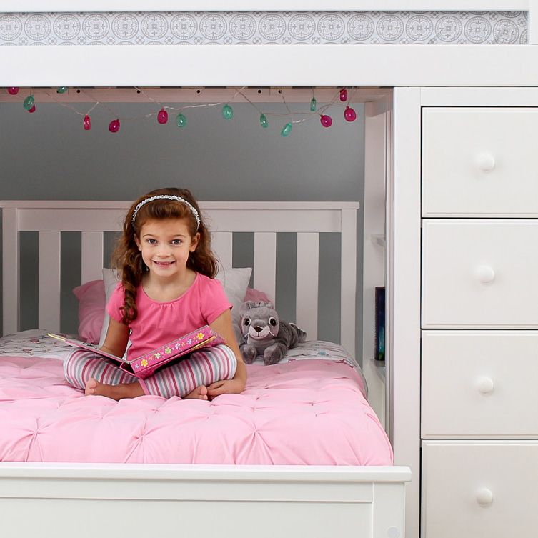 71-901-002 : Loft Beds Loft Bed Storage Study + Twin Bed, White