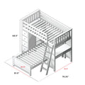 71-901-002 : Loft Beds Loft Bed Storage Study + Twin Bed, White