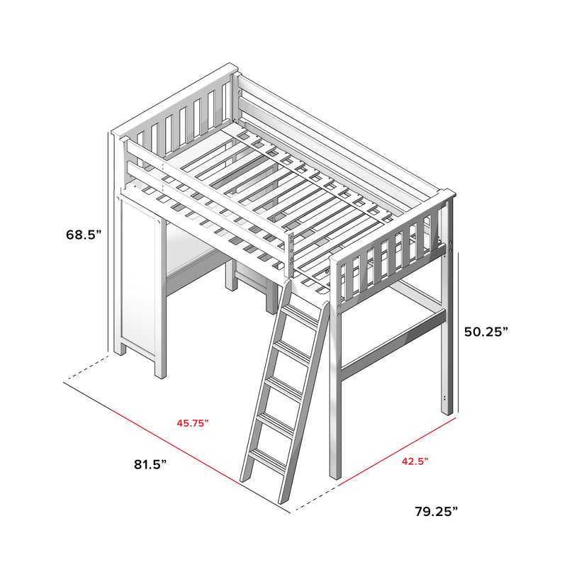71-910-002 : Loft Beds All in One Study Loft Bed, White
