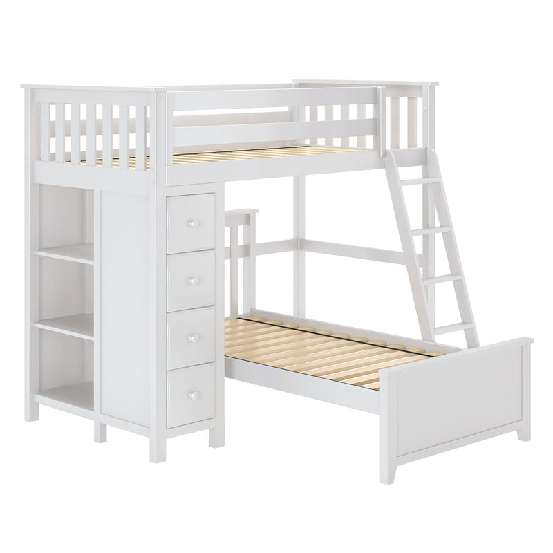 71-921-002 : Loft Beds All in One Loft Bed with Storage + Twin Bed, White