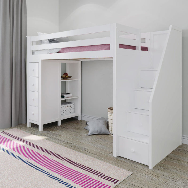 71-950-002 : Loft Beds Staircase Loft Bed Storage, White