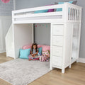 71-950-002 : Loft Beds Staircase Loft Bed Storage, White