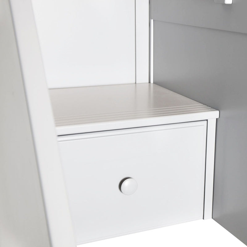 71-950-002 : Loft Beds Staircase Loft Bed Storage, White