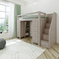 71-955-152 : Loft Beds Staircase Loft Bed Storage + Storage, Stone